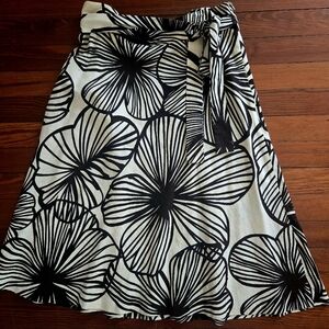 Zara Floral Brown and Ivory A Line Midi Skirt